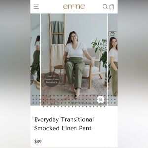 Emme Everyday Transition Linen Pants XL Olive